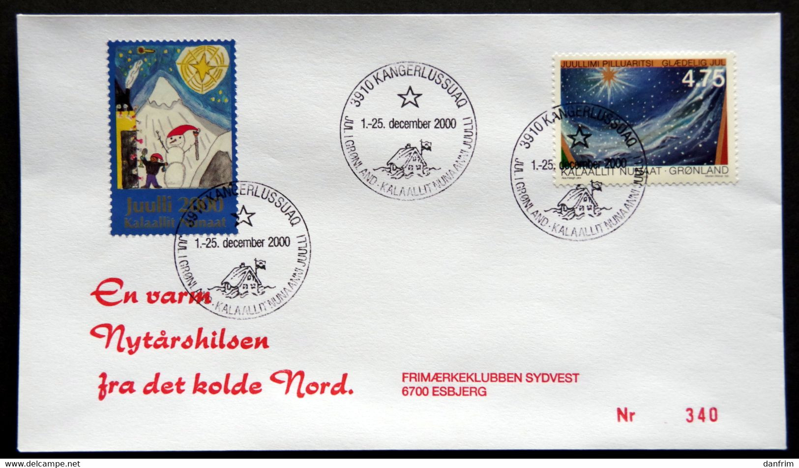 Greenland 2000  Cover  Minr.360  KANGERLUSSUA   (lot  789 ) - Lettres & Documents