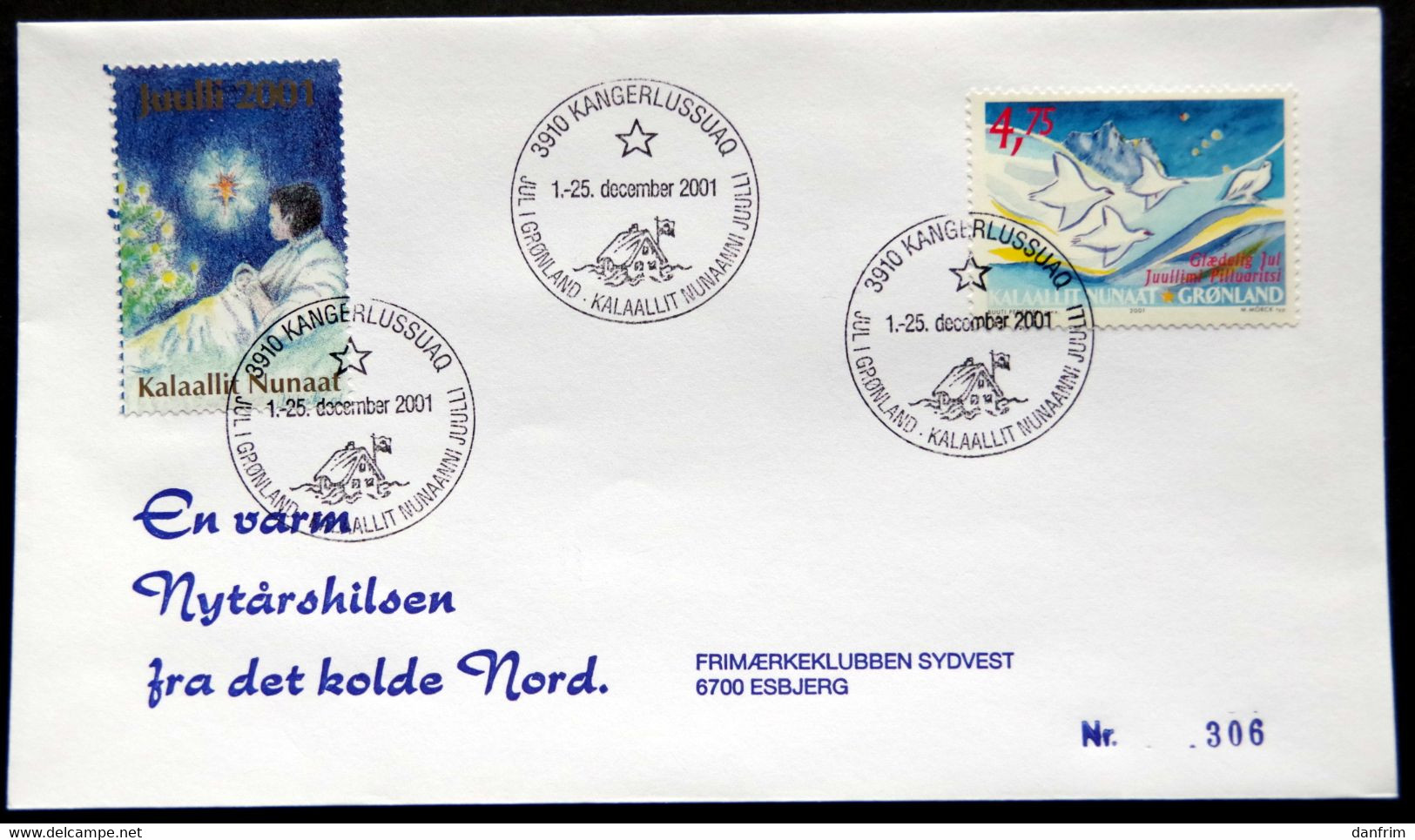 Greenland 2001 Cover  Minr.375 KANGERLUSSUA   (lot  790 ) - Covers & Documents