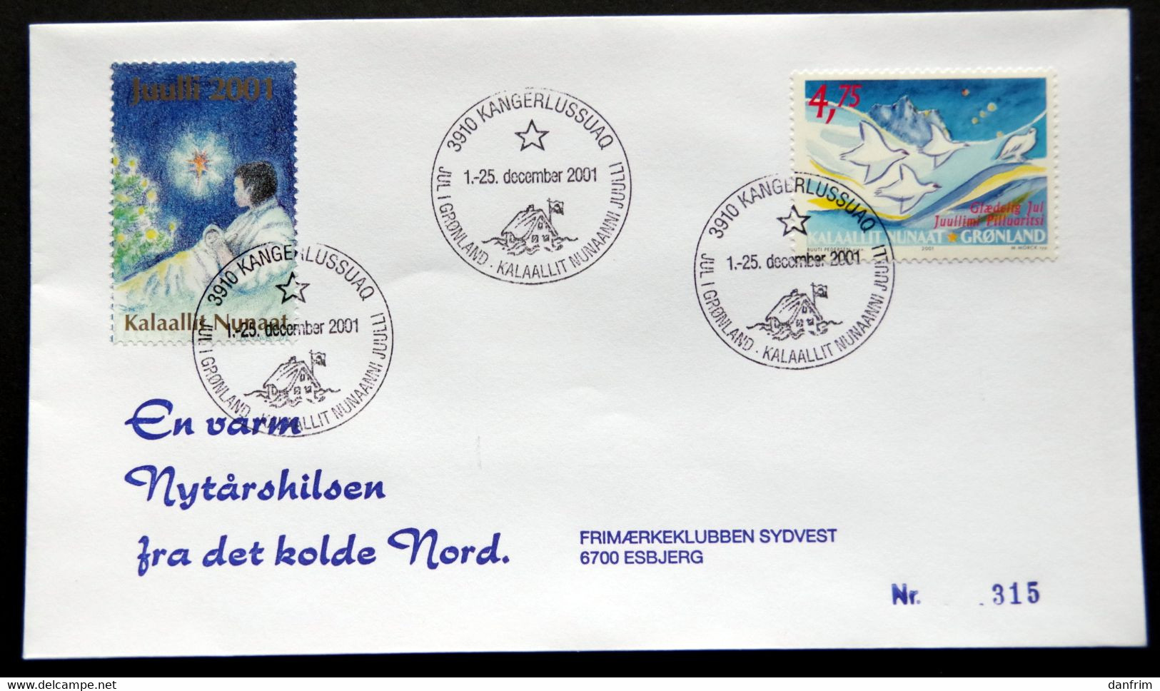 Greenland 2001 Cover  Minr.375 KANGERLUSSUA   (lot  790 ) - Covers & Documents