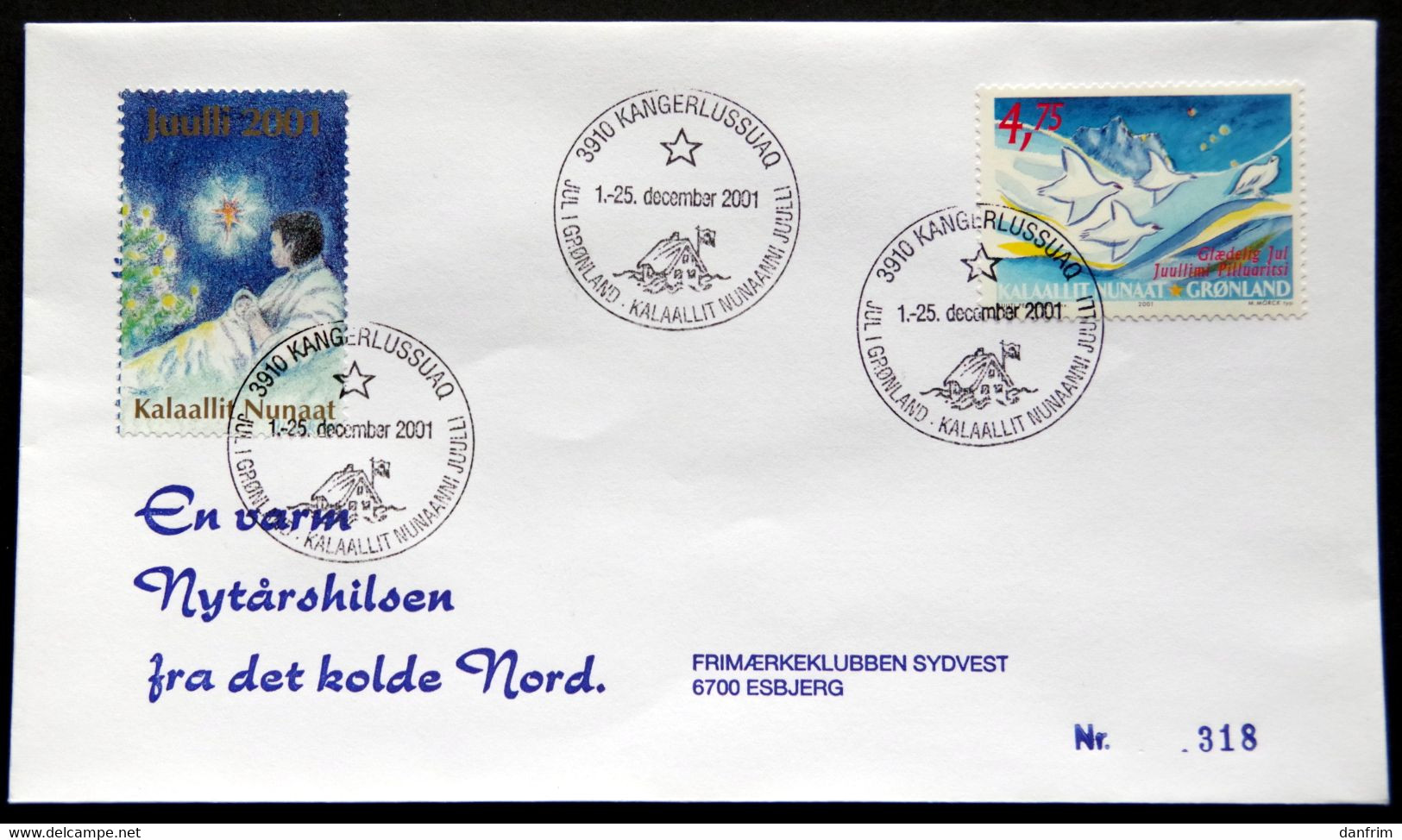 Greenland 2001 Cover  Minr.375 KANGERLUSSUA   (lot  790 ) - Briefe U. Dokumente