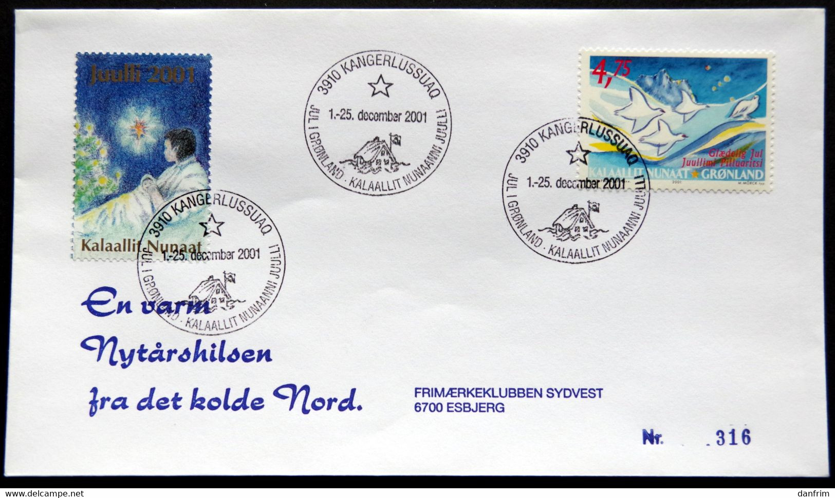 Greenland 2001 Cover  Minr.375 KANGERLUSSUA   (lot  790 ) - Brieven En Documenten