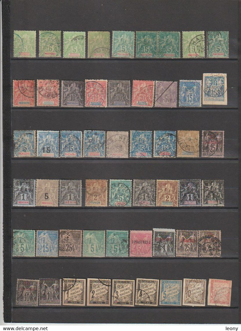 TIMBRES  DIVERS De  MADAGASCAR - MARTINIQUE - SENEGAL - BENIN - INDOCHINE - TIMBRES TAXES ....  OBLITERES - Segnatasse