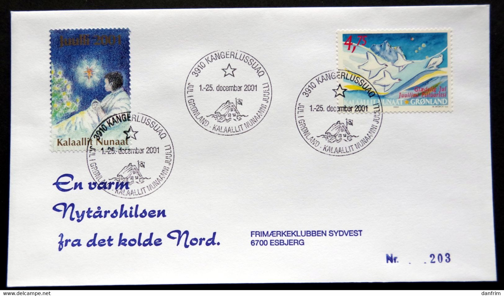 Greenland 2001 Cover  Minr.375 KANGERLUSSUA   (lot  790 ) - Lettres & Documents