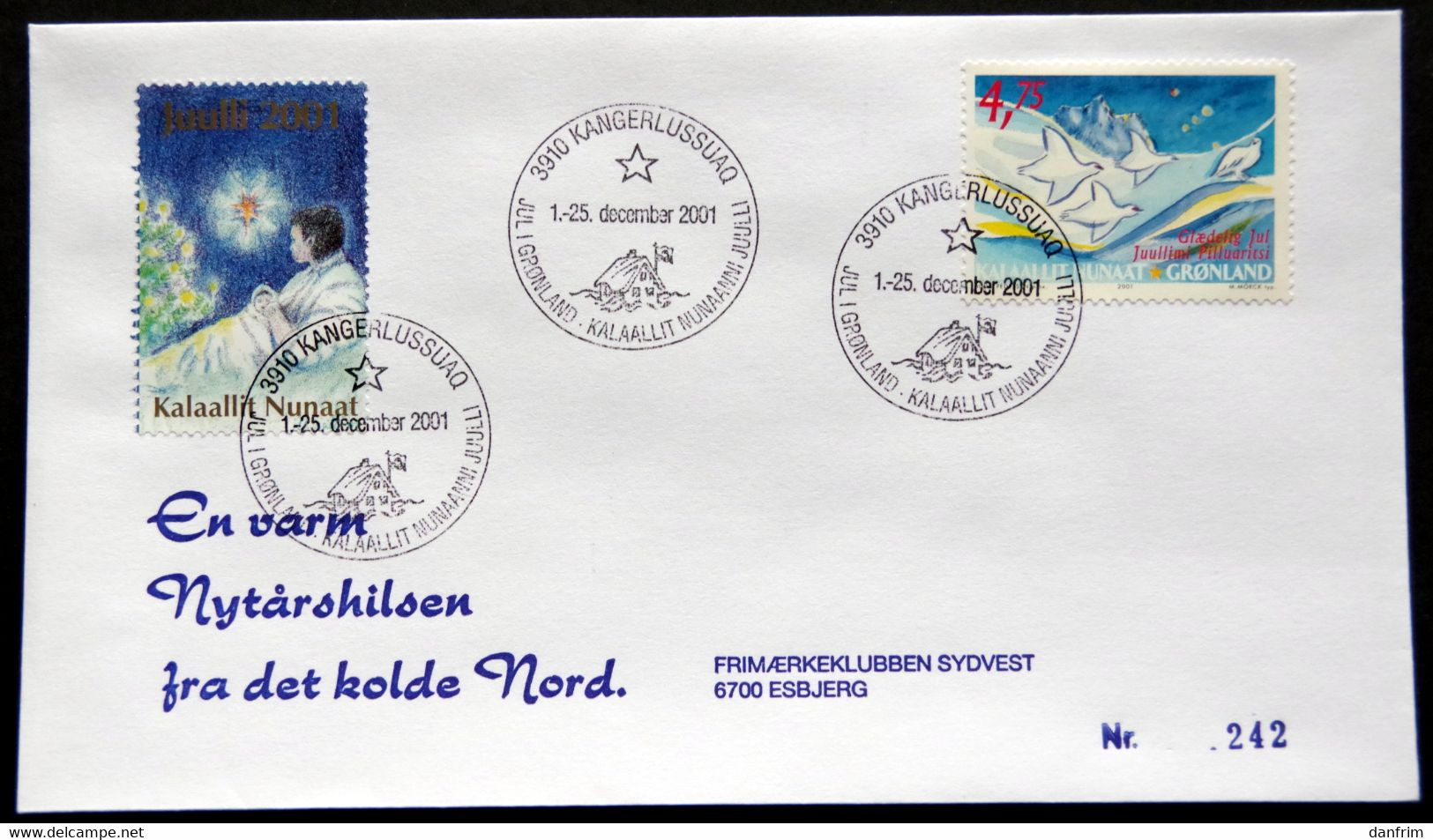 Greenland 2001 Cover  Minr.375 KANGERLUSSUA   (lot  790 ) - Brieven En Documenten