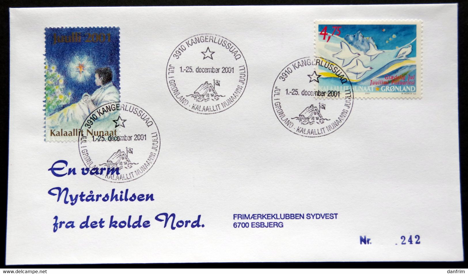 Greenland 2001 Cover  Minr.375 KANGERLUSSUA   (lot  790 ) - Covers & Documents