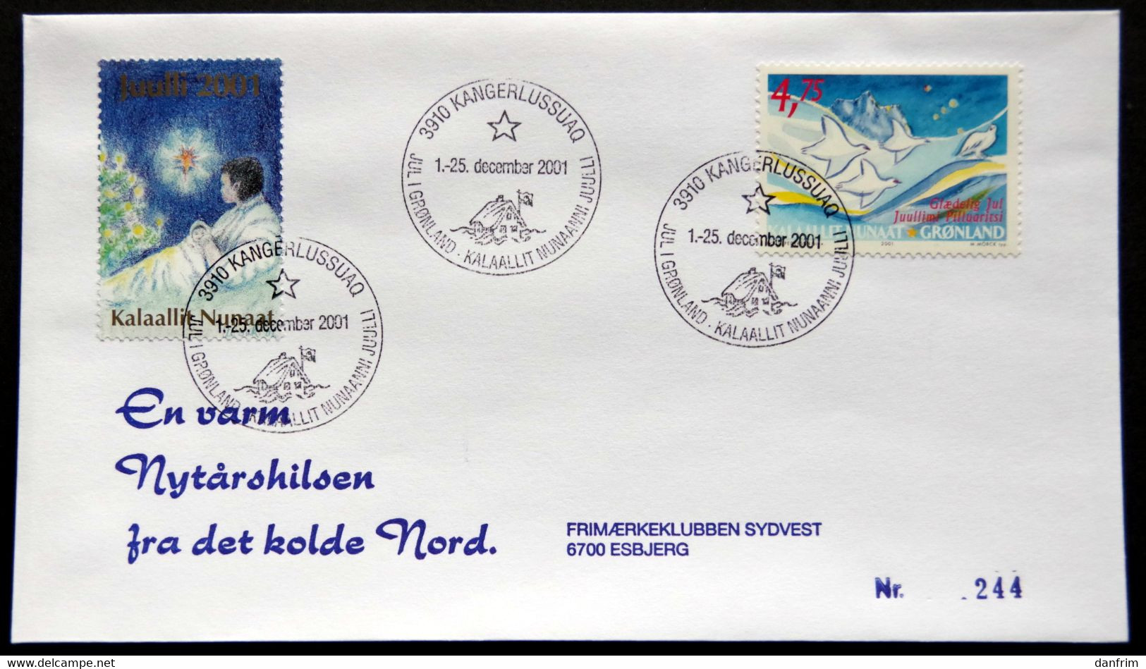 Greenland 2001 Cover  Minr.375 KANGERLUSSUA   (lot  790 ) - Brieven En Documenten