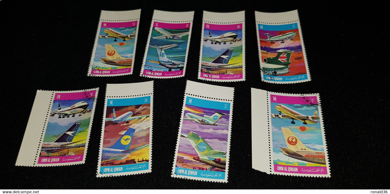 Lot 24 Timbres Postes Emirat UMM AL QIWAIN  Émirats Arabes Unis Timbre Thème Avion Guerre Commerce Aviation - Umm Al-Qiwain