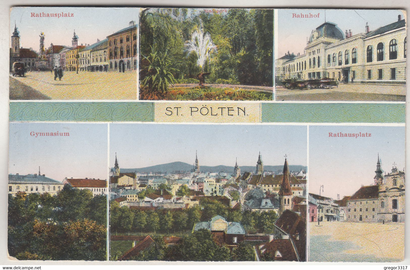 C5249) ST. PÖLTEN - Rathausplatz - Bahnhof - Gymnasium - Häuser Park - 1926 - St. Pölten