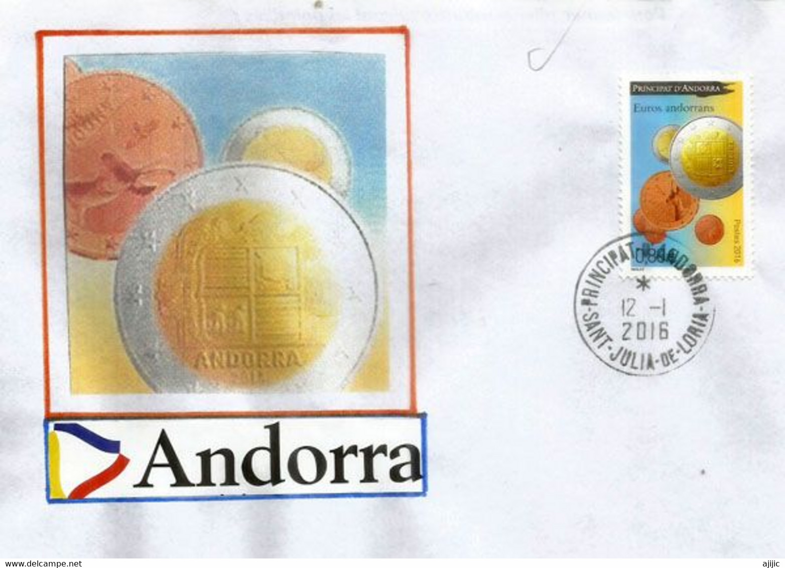 ANDORRA. Mise En Circulation Des Premières Pièces En Euro En ANDORRE, Lettre FDC - Cartas & Documentos