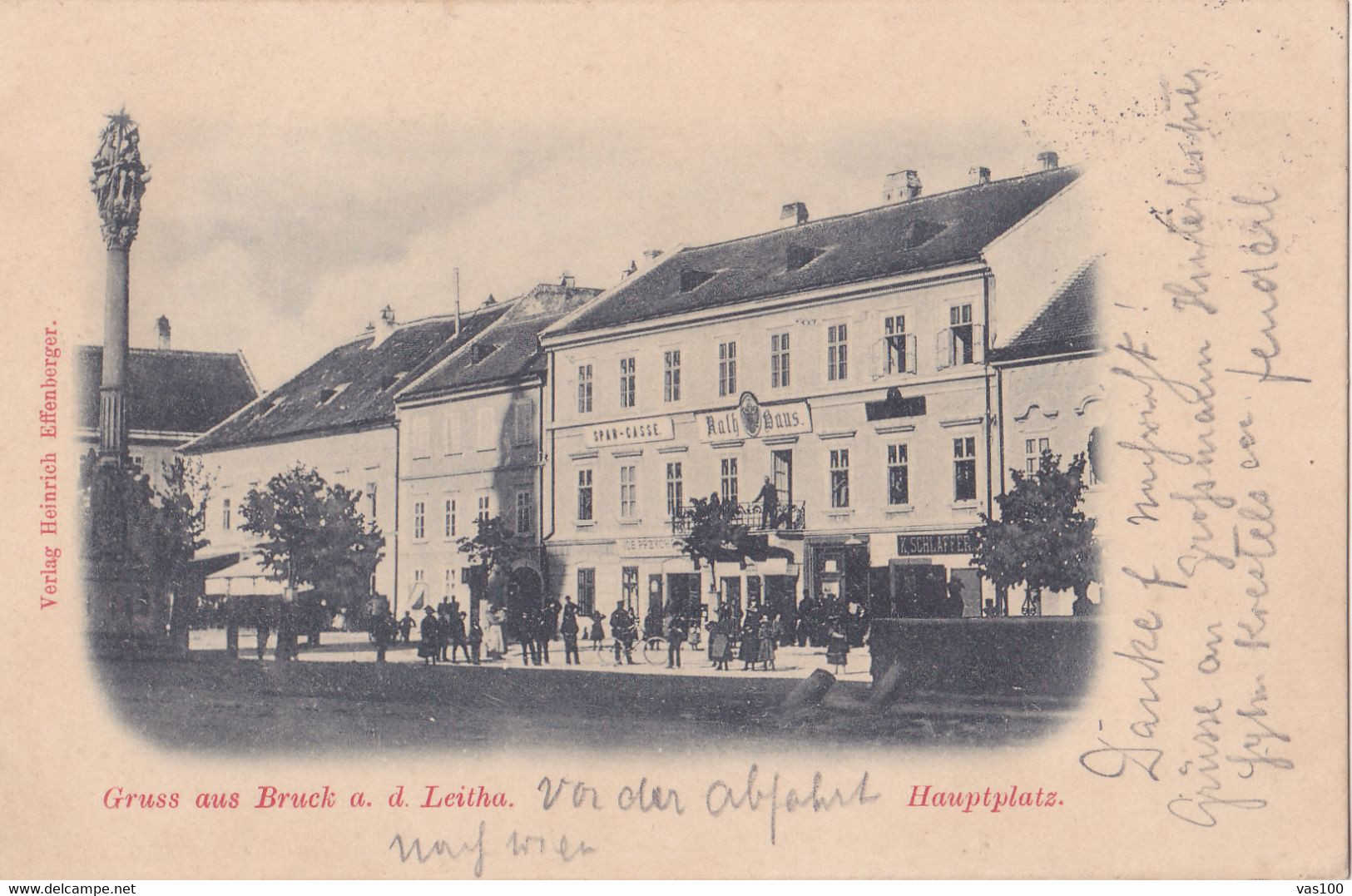 GRUSS AUS Bruck A. D. Leitha, Hauptplatz 1898,LITOGRAPHIE - Bruck An Der Leitha