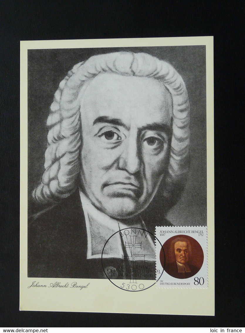 Carte Maximum Card Johann Albrecht Bengel Allemagne Germany 1987 - Theologen