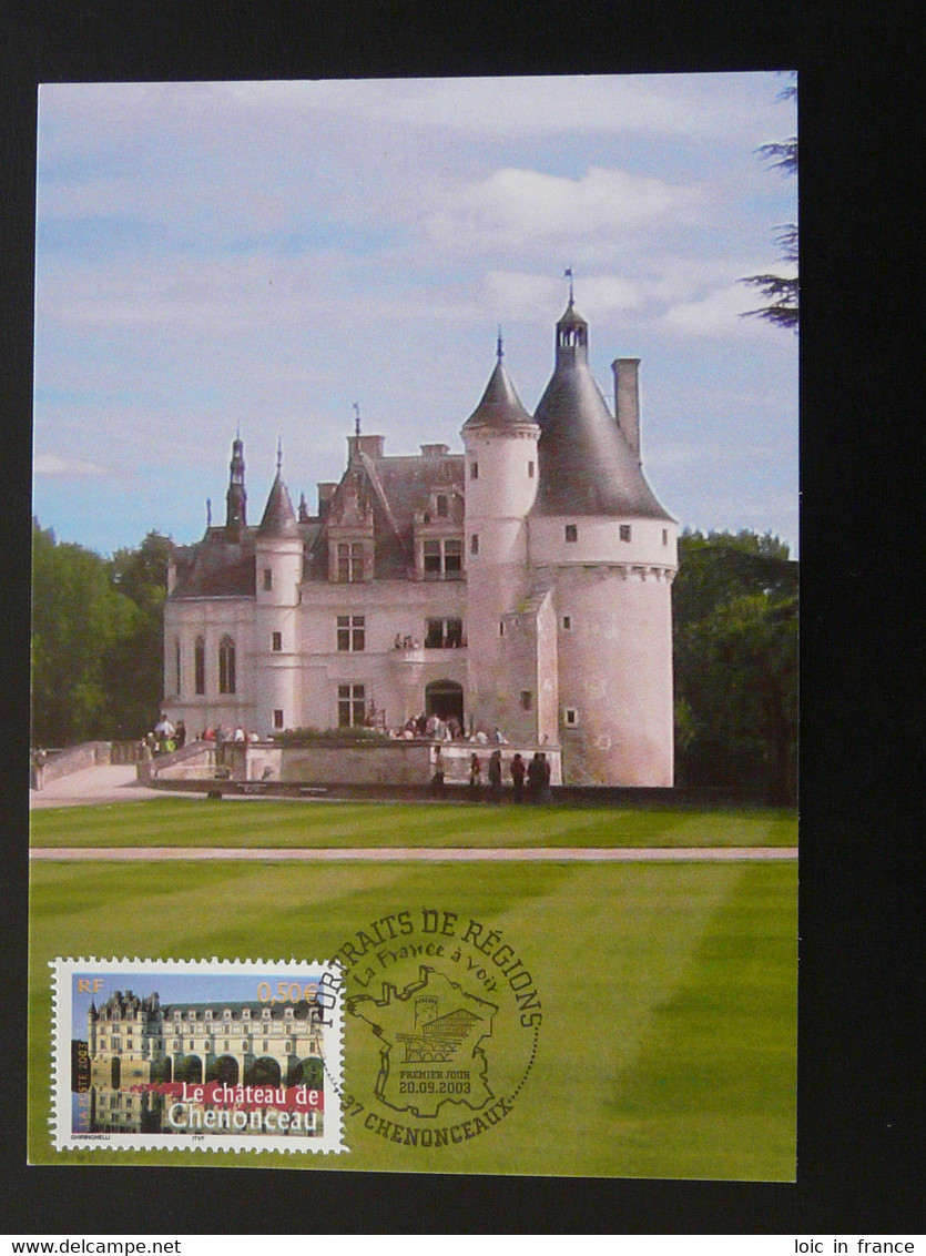 Carte Maximum Card Chateau De Chenonceaux Castle 37 Indre Et Loire 2003 - Châteaux