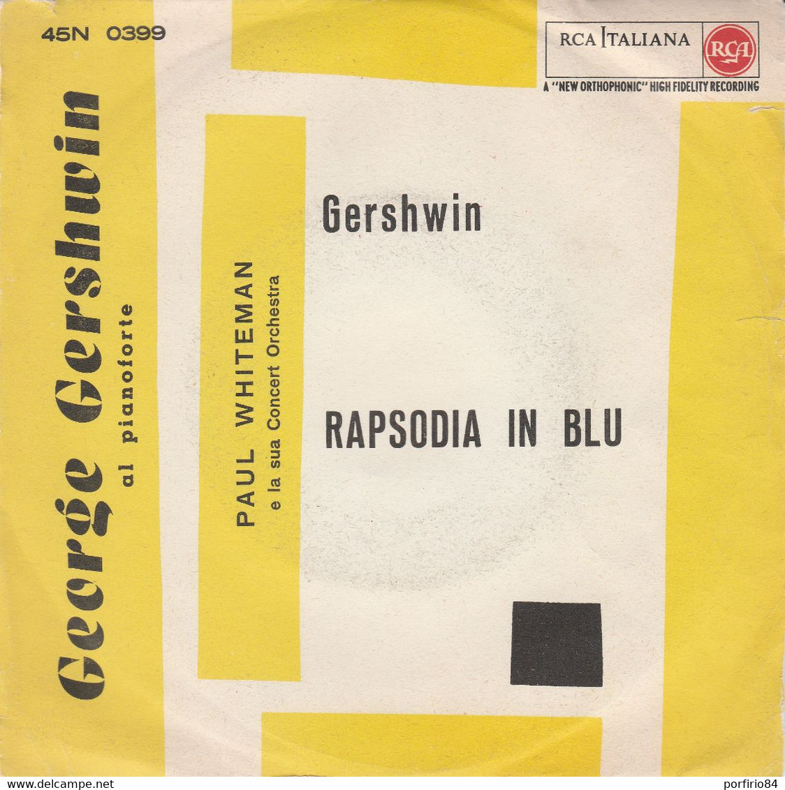 GEORGE GERSHWIN RARO 45 Giri Del 1959 RAPSODIA IN BLU - RCA 45N0399 - MINT - Classique