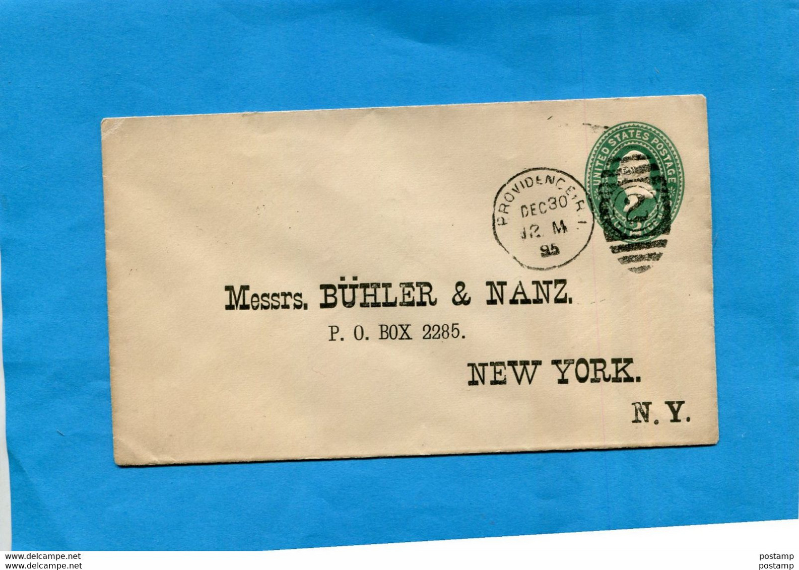 -Marcophilie-USA-lettre -entier Postal Stationnery-cad Providence 30 Dec 1895-pour BUHLER New York - Andere & Zonder Classificatie