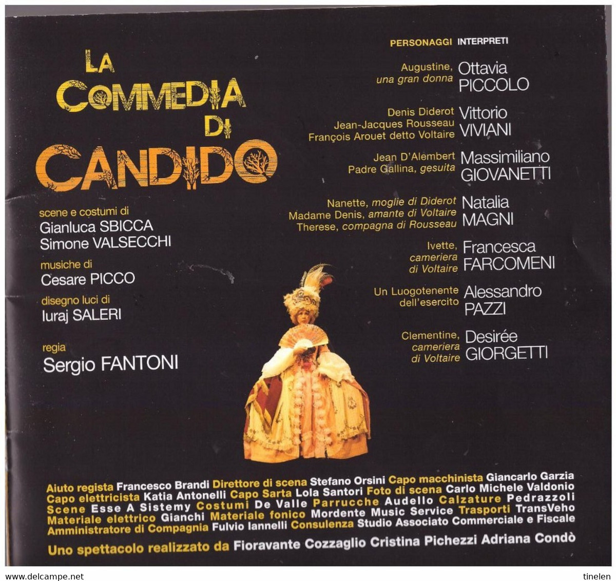 Brochure Di "La Commedia Di Candido" Di Stefano Massini Con Ottavia Piccolo E Vittorio  Viviani - Regia Sergio Fantoni - Programmes