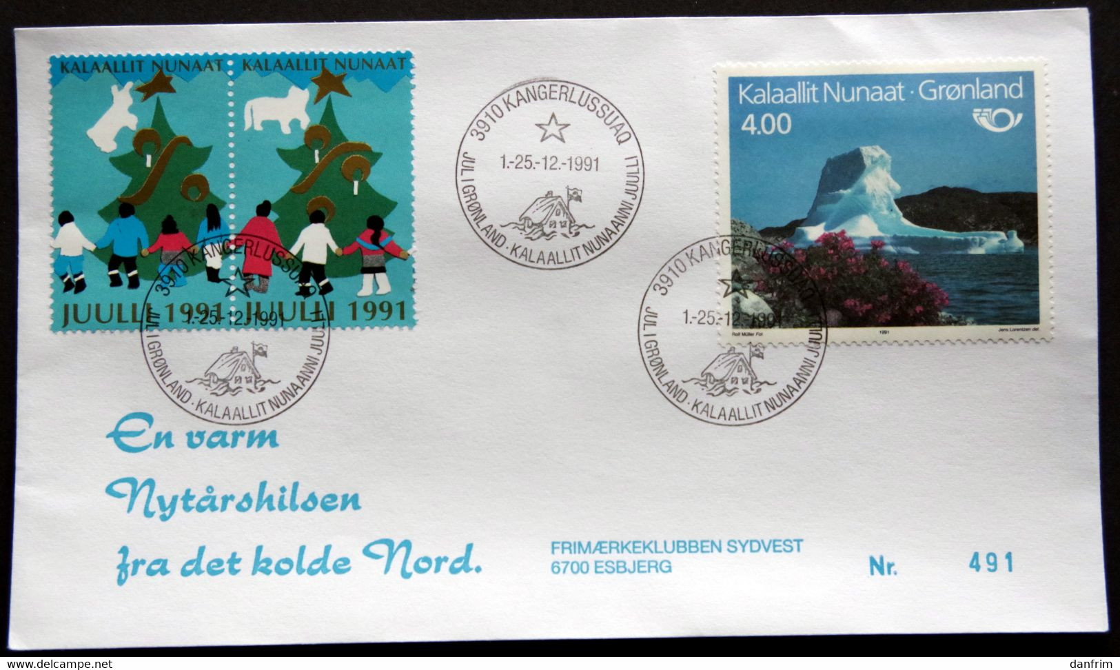 Greenland 1991 Cover  Minr.217  KANGERLUSSUA   (lot  805 ) - Covers & Documents