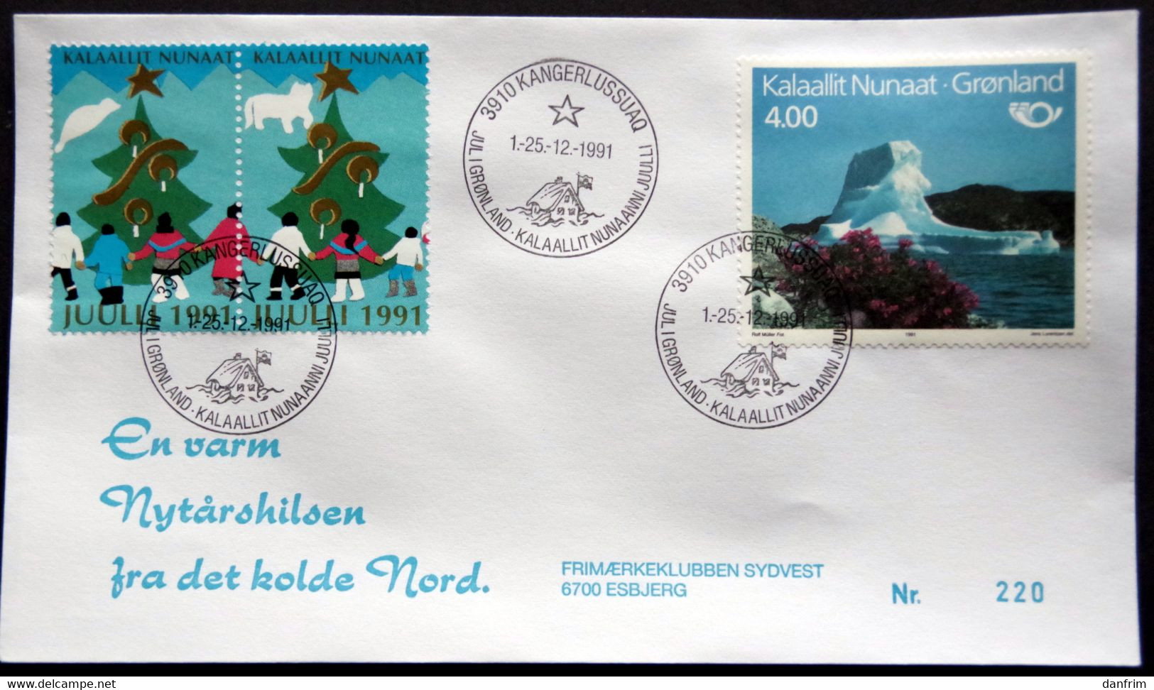 Greenland 1991 Cover  Minr.217  KANGERLUSSUA   (lot  805 ) - Covers & Documents