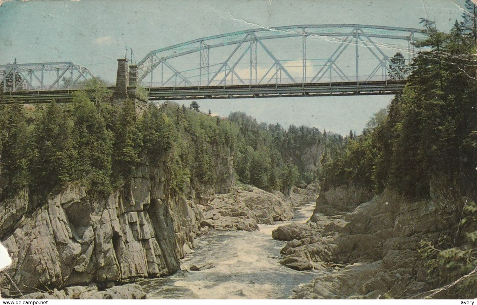 Grand Falls, New Brunswick The Gorge Looking Down The Saint John River  Wear And Break On Left Side Of Card - Grand Falls