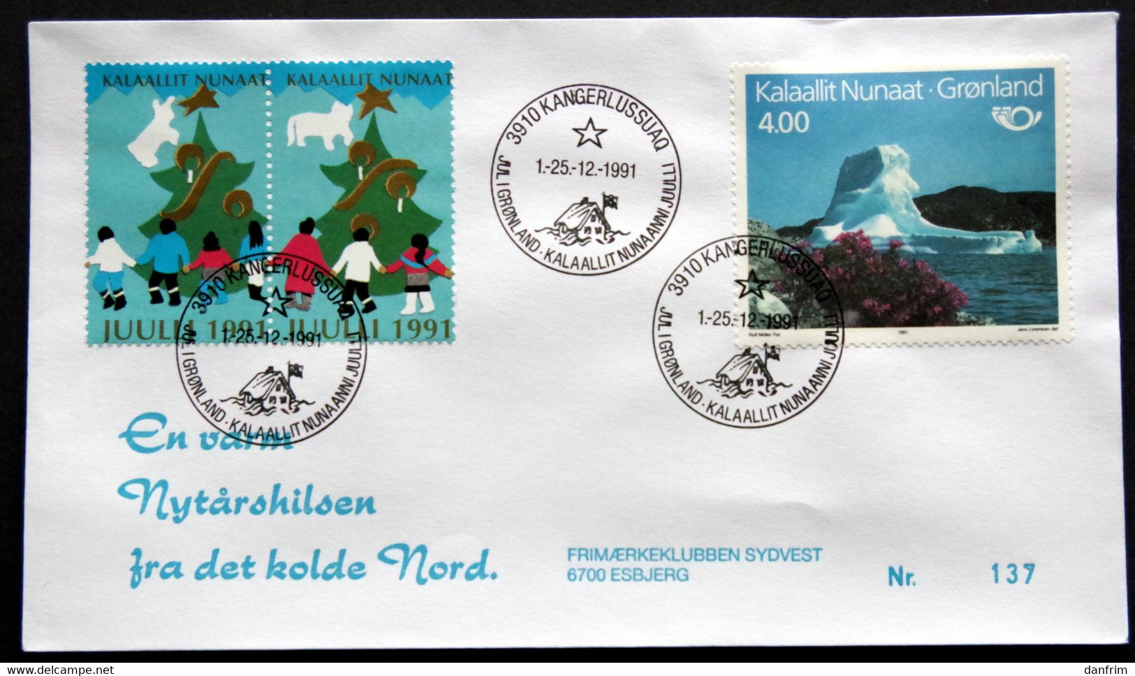 Greenland 1991 Cover  Minr.217  KANGERLUSSUA   (lot  805 ) - Covers & Documents