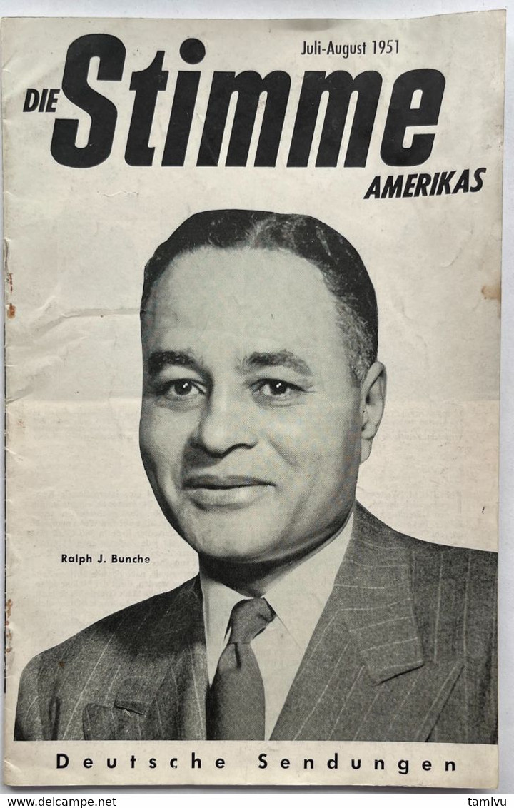 MAGAZINE THE VOICE OF AMERICA /DIE STIMME AMERIKAS 9-10/1951. - GERMAN EDITION, DEUTSCHE SENDUNGEN, RALPH J. BUNCHE - Entretenimiento