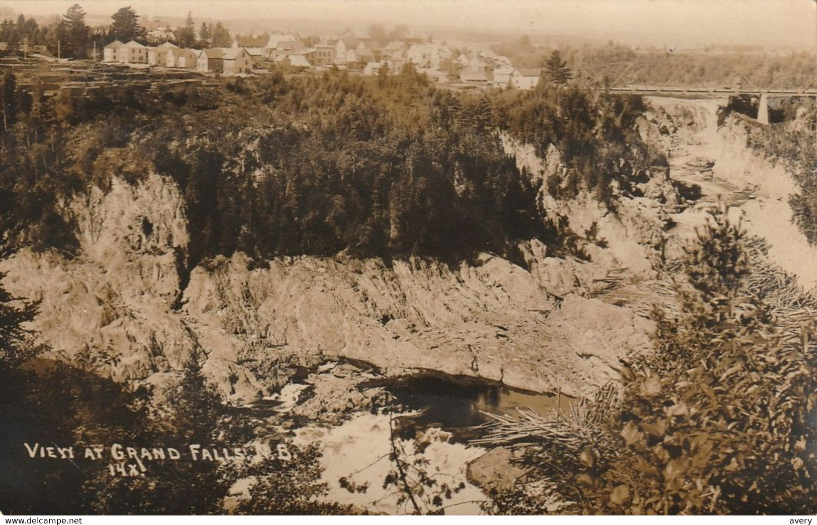 View Of Grand Falls, New Brunswick  Real Photograph Post Card Crease - Grand Falls