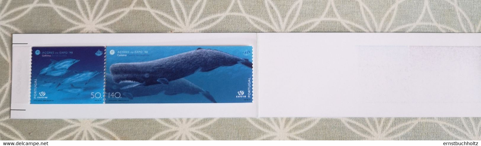 Azoren Portugal 1998 Wale Whales Mi 468/69** In Offizieller Klappkarte - Autres & Non Classés