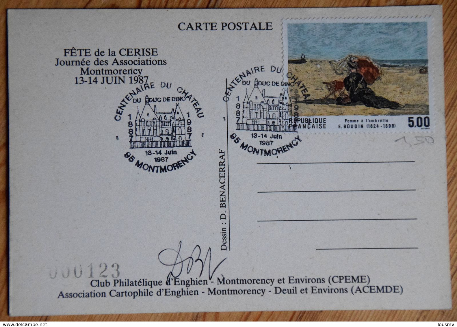 95 : Montmorency - Fête De La Cerise - Journée Des Associations 1987 - Cachet Commémo Centenaire Du Château - (n°25502) - Bourses & Salons De Collections