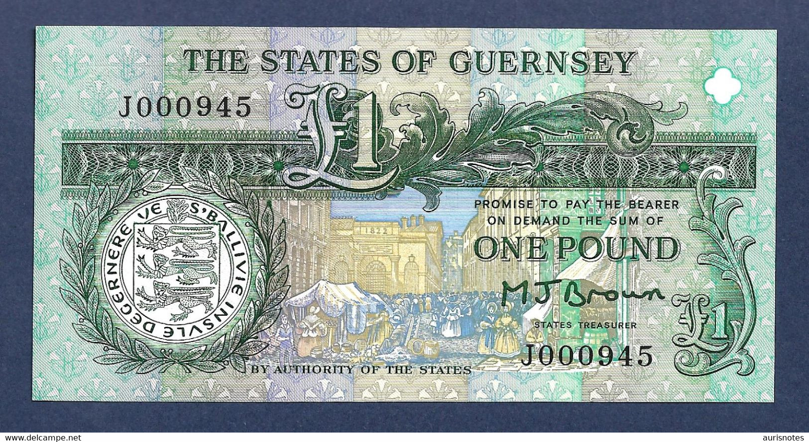Guernsey 1 Pound 1991 P52a First Prefix & Low Number UNC - Guernsey