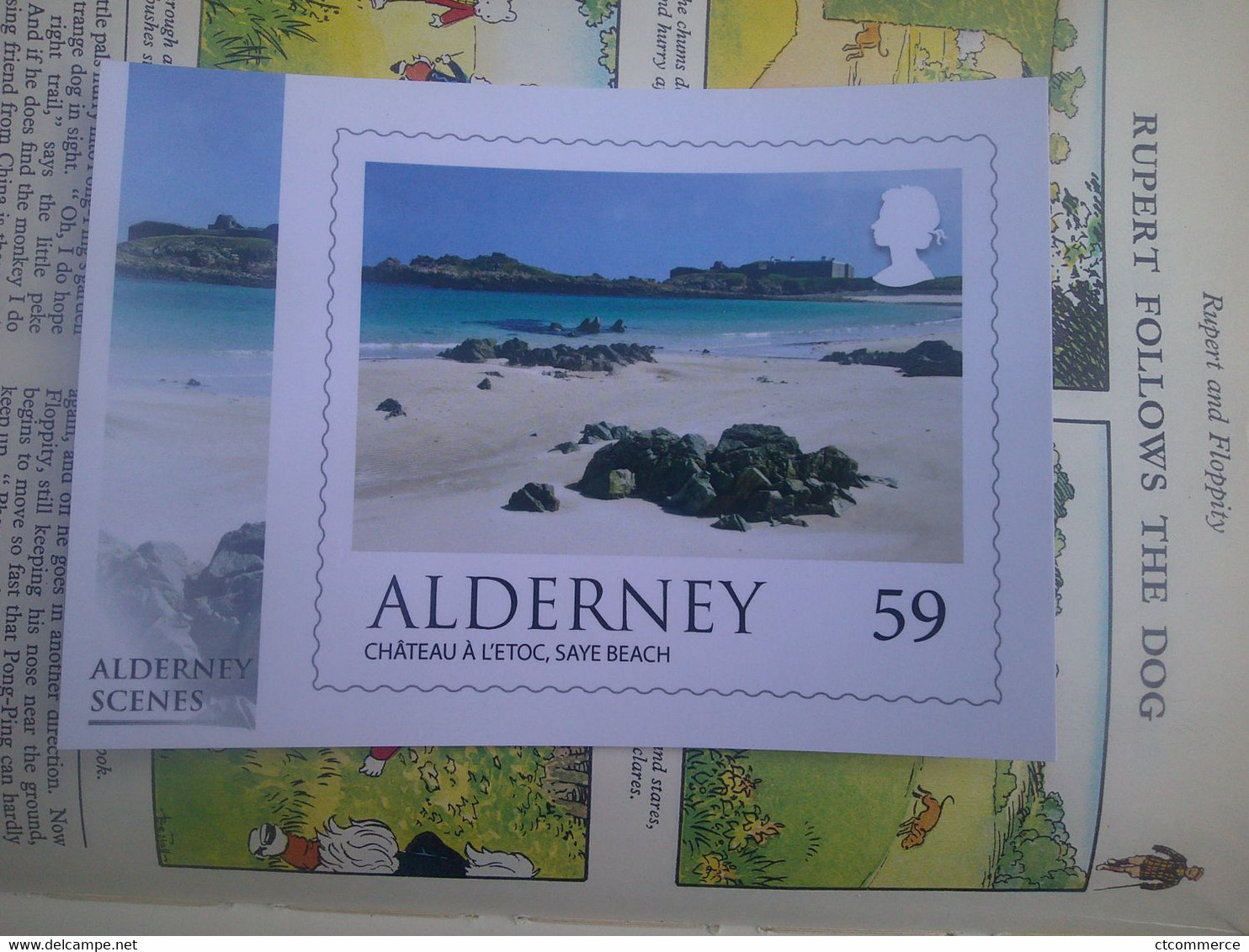 Postcard, Alderney, Château à L'Etoc, Saye Beach, Plage De Saye - Alderney