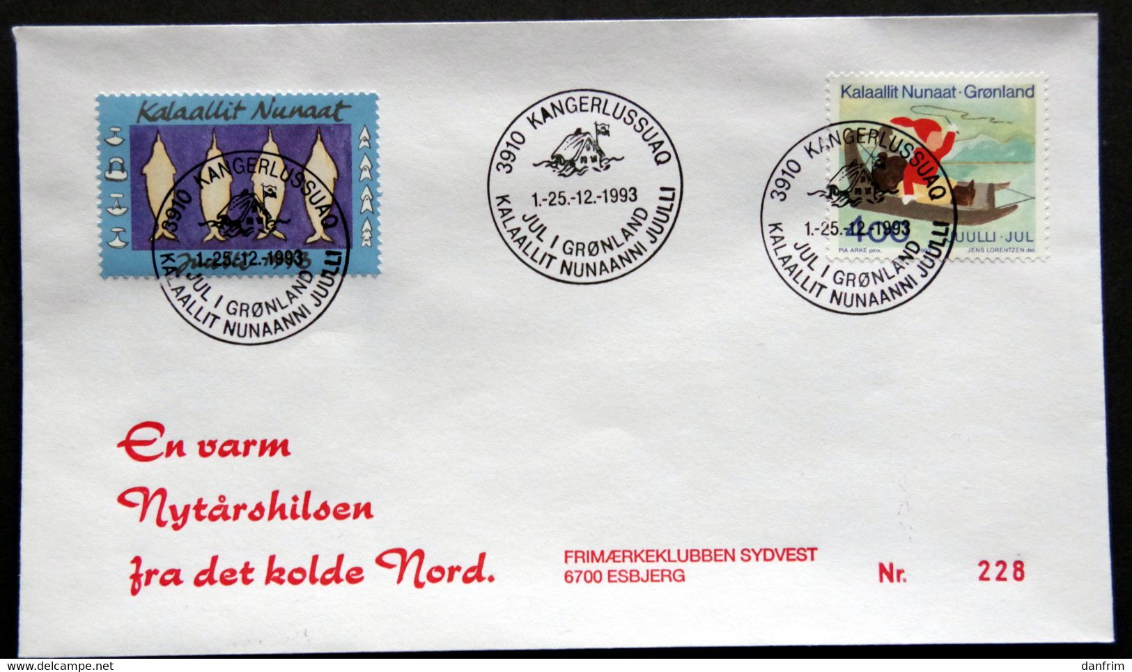 Greenland 1993 Cover  Minr.242  KANGERLUSSUA   (lot  807 ) - Storia Postale