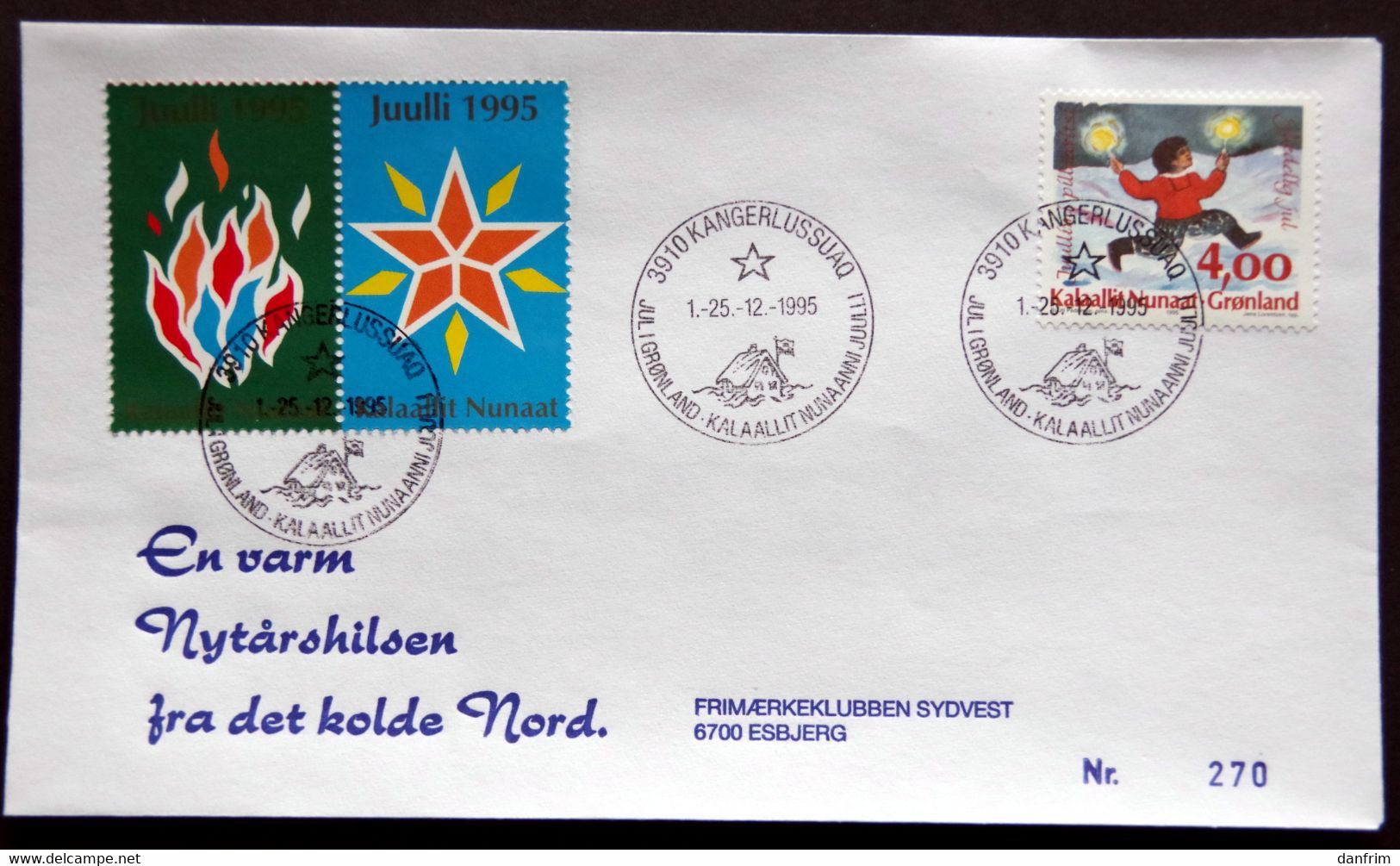 Greenland 1995 Cover  Minr.279  KANGERLUSSUA   (lot  1292 ) - Covers & Documents