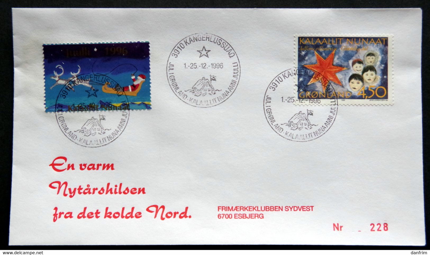 Greenland 1996 Cover  Minr.298Y KANGERLUSSUA   (lot  1209 ) - Covers & Documents