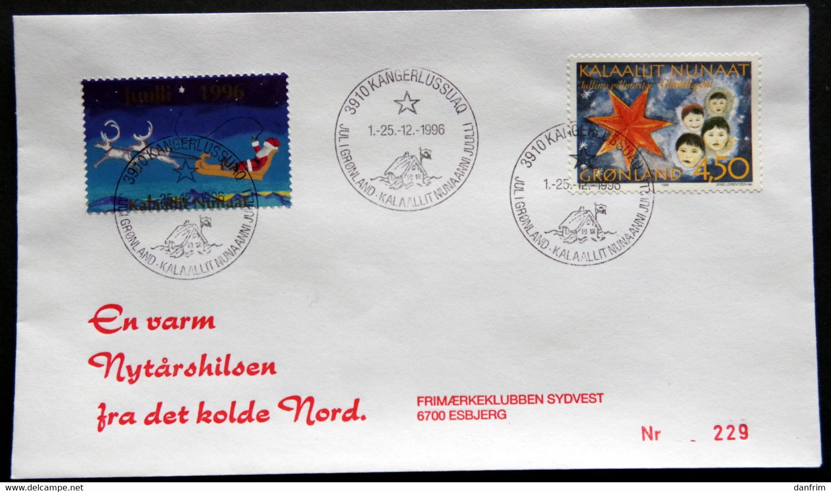 Greenland 1996 Cover  Minr.298Y KANGERLUSSUA   (lot  1209 ) - Storia Postale