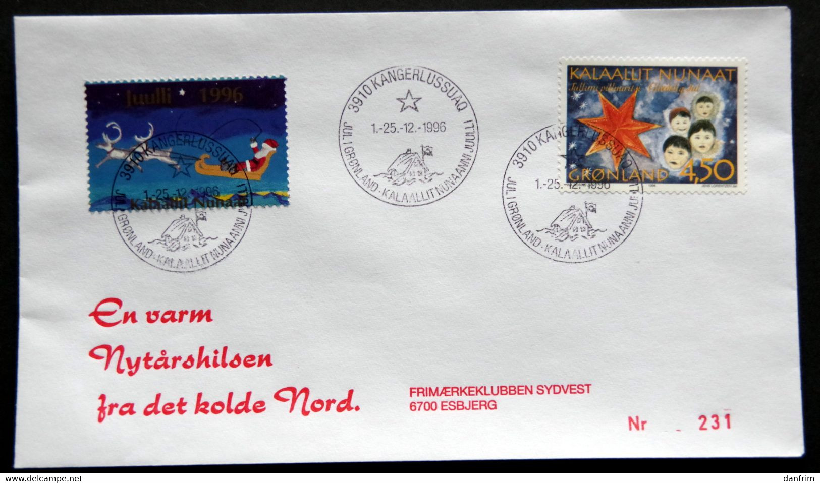 Greenland 1996 Cover  Minr.298Y KANGERLUSSUA   (lot  1209 ) - Covers & Documents