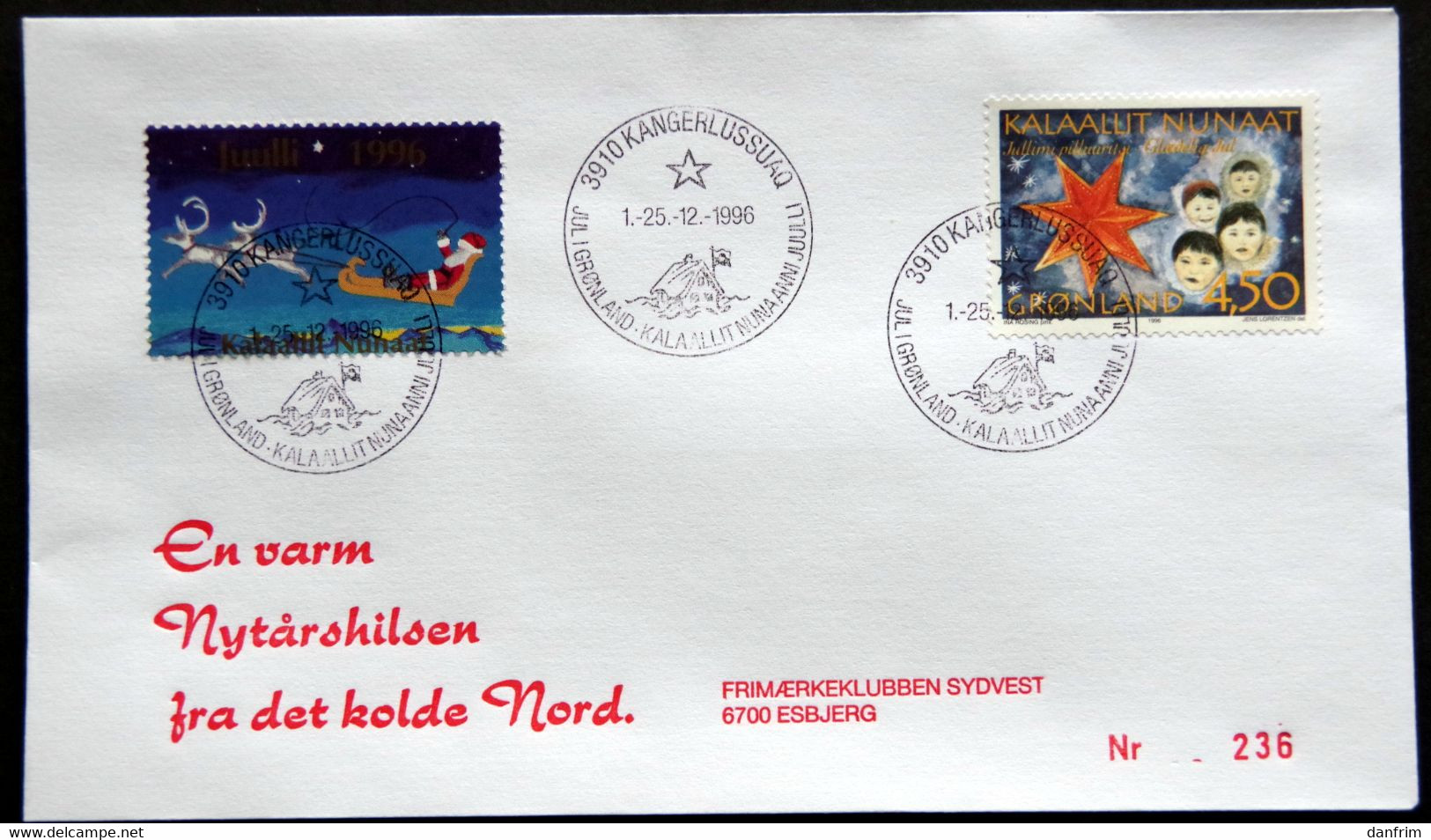 Greenland 1996 Cover  Minr.298Y KANGERLUSSUA   (lot  1209 ) - Storia Postale