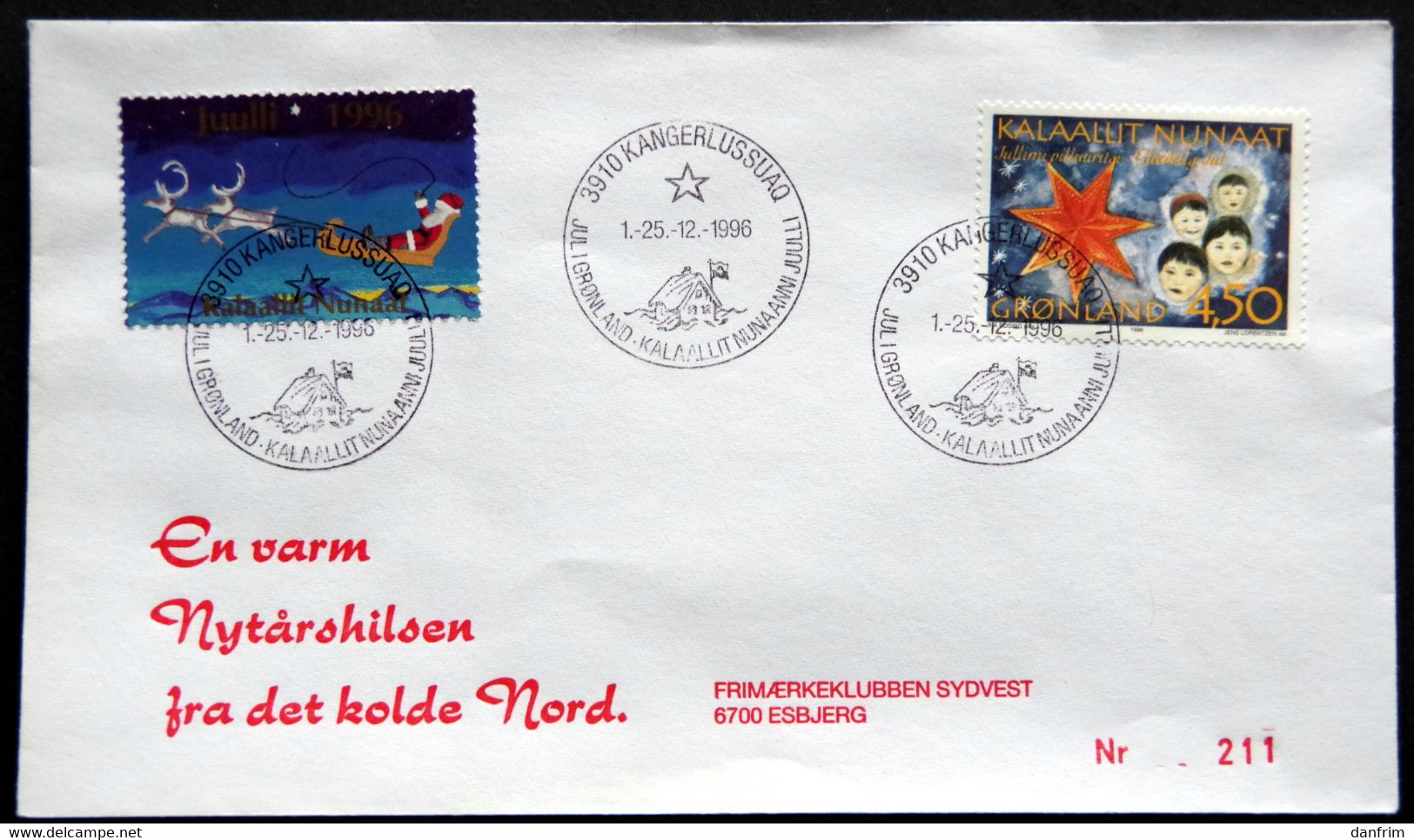 Greenland 1996 Cover  Minr.298Y KANGERLUSSUA   (lot  1209 ) - Covers & Documents