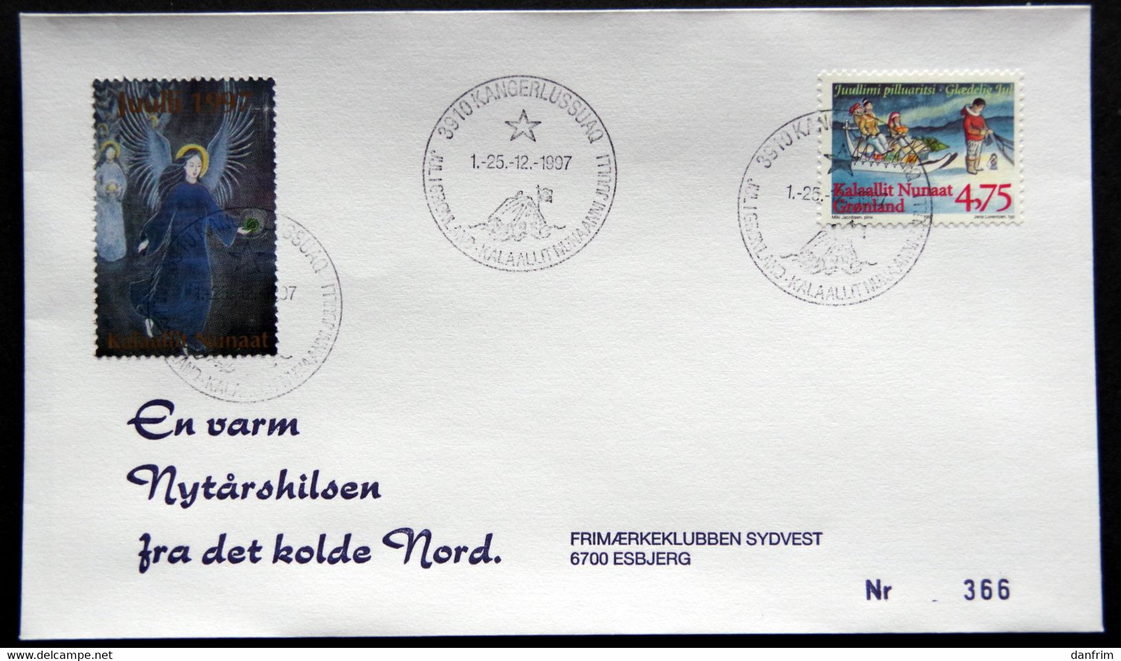 Greenland 1997 Cover  Minr.314  KANGERLUSSUA   (lot  1082 ) - Briefe U. Dokumente