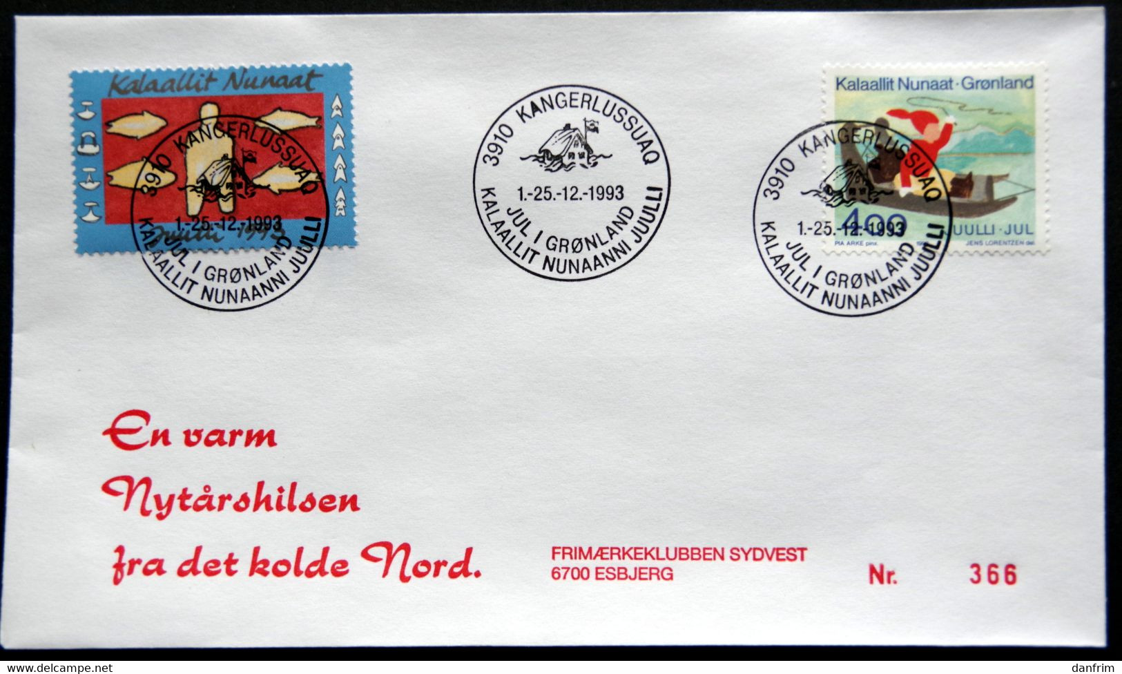 Greenland 1993 Cover  Minr.242  KANGERLUSSUA   (lot  1234 ) - Covers & Documents