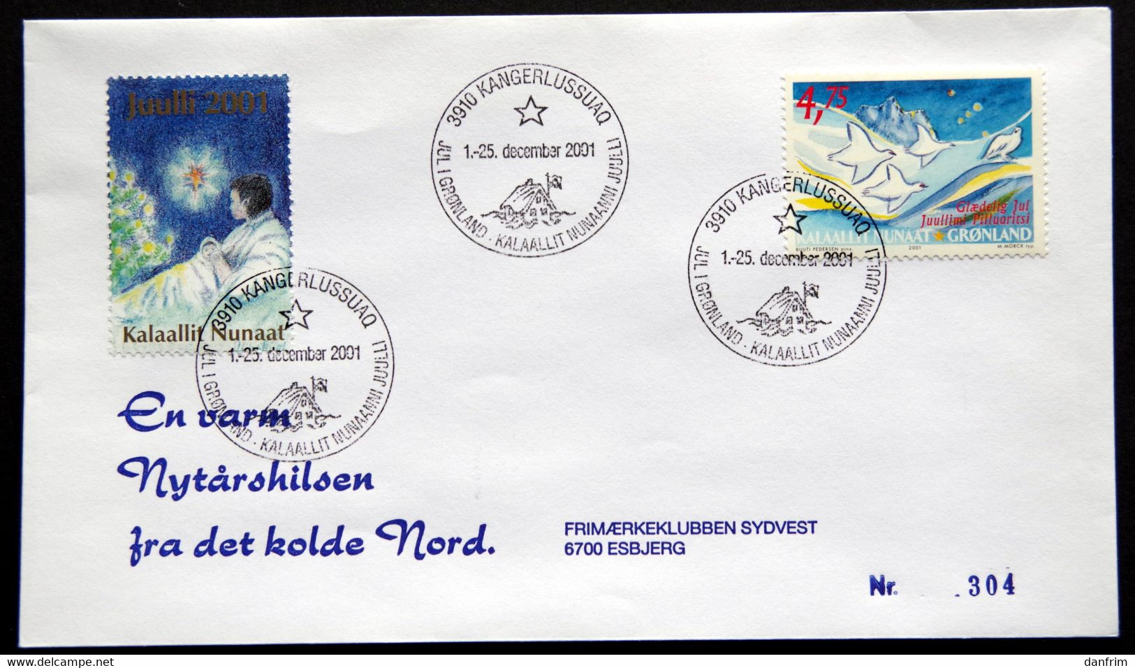 Greenland 2001 Cover  Minr.375 KANGERLUSSUA   (lot  1234 ) - Lettres & Documents