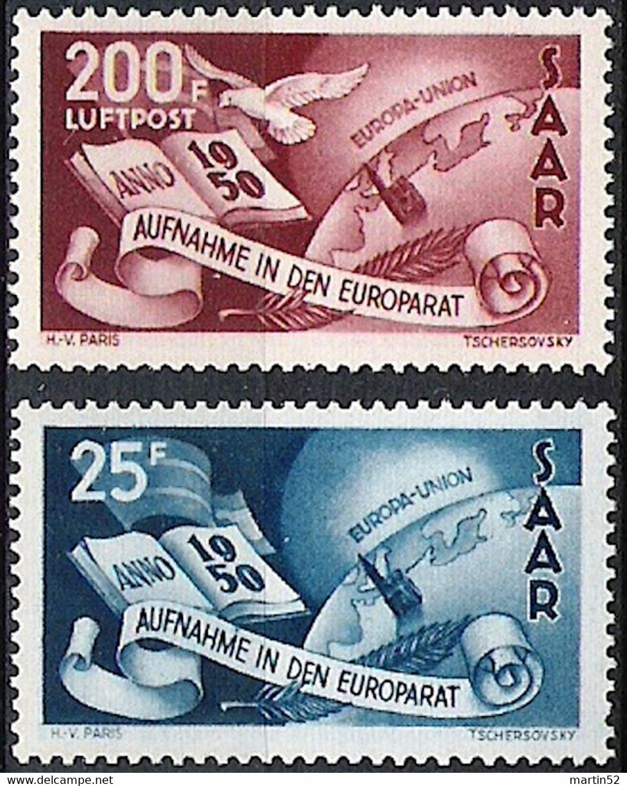 Aufnahme In Den Europarat 1950: Michel-N° 297-298 ** Postfrisch MNH (Michel 2020 = 230.00 Euro) - Poste Aérienne