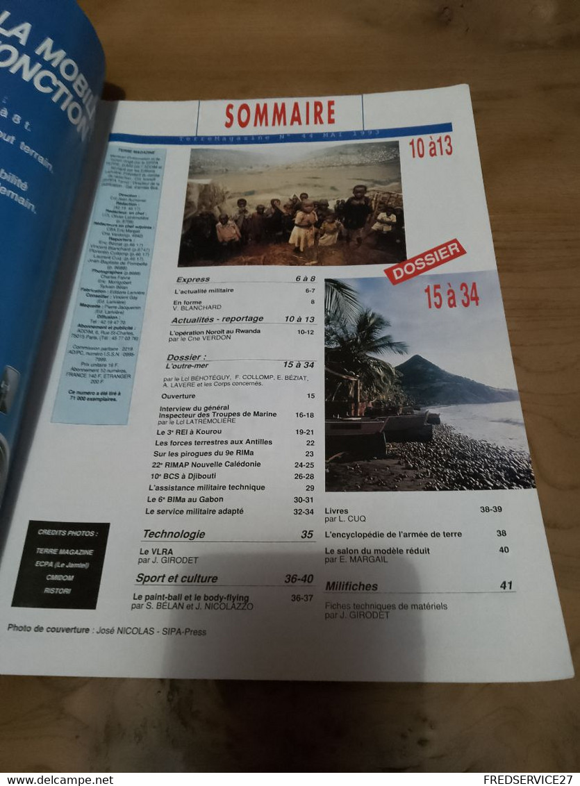 75/ TERRE MAGAZINE SOMMAIRE EN PHOTO N° 44 1993 DOSSIER FORCES OUTRE MER - Weapons