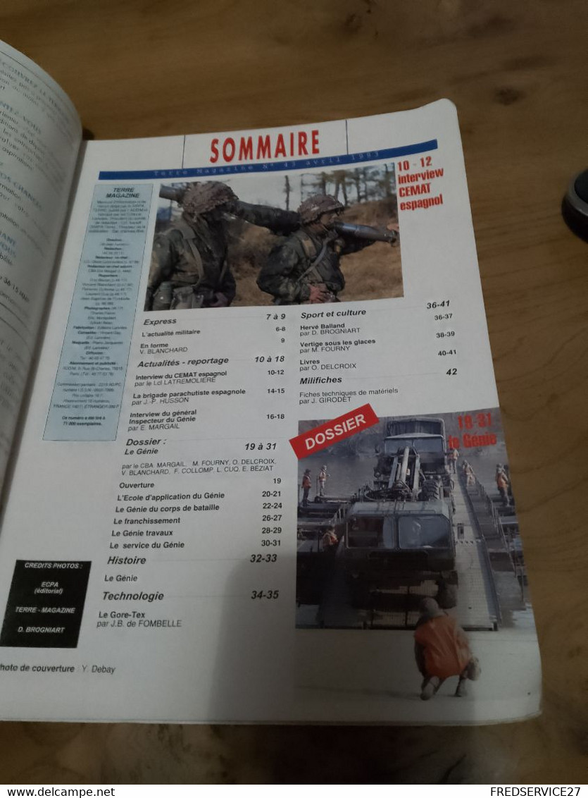 75/ TERRE MAGAZINE SOMMAIRE EN PHOTO N° 43 1993 DOSSIER LE GENIE - Weapons