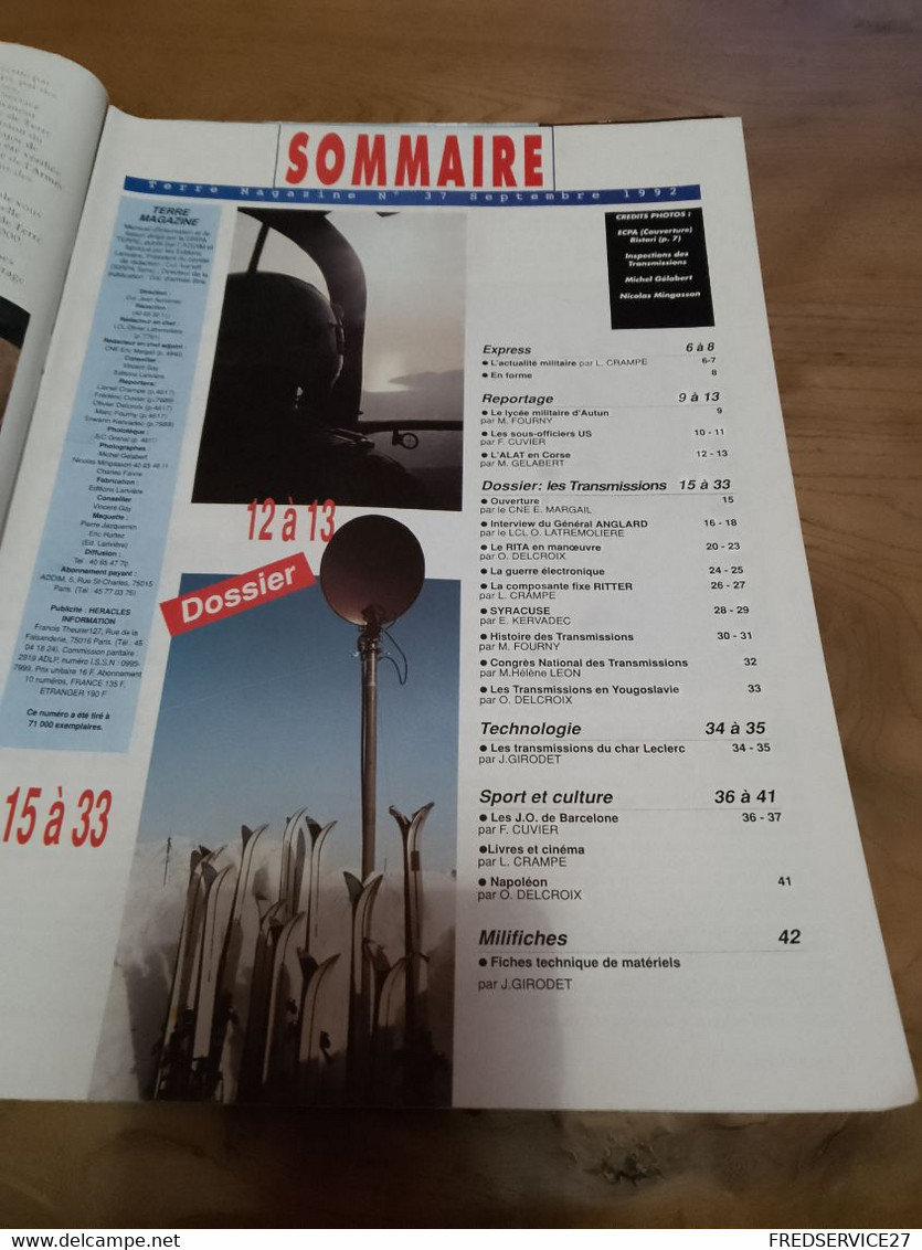 75/ TERRE MAGAZINE SOMMAIRE EN PHOTO N° 37  1992  DOSSIER LES TRANSMISSIONS - Weapons