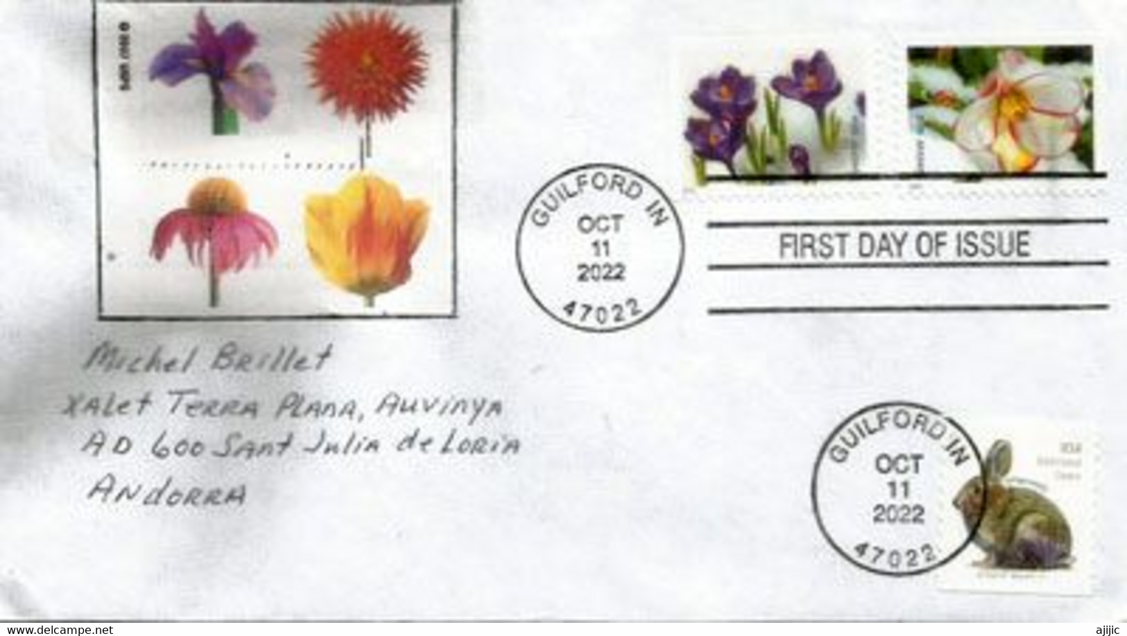 SNOWY BEAUTY STAMPS.  2022.  Letter FDC From Guilford, Indiana,  Sent To Andorra (Principat) - 2011-...