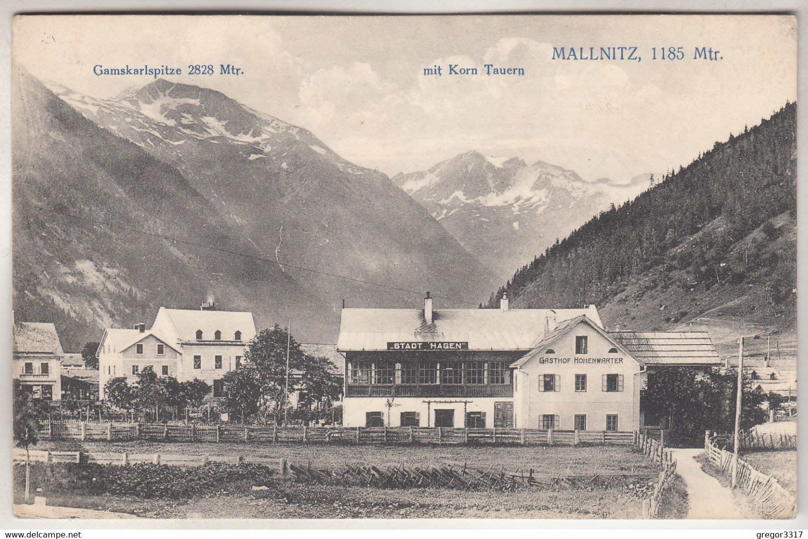 C5264) MALLNITZ / Kärnten - Gasthof HOHENWARTER U. Stadt HAGEN - Gemskarlspitze Mit Korn Tauern  1915 Feldpost - Mallnitz