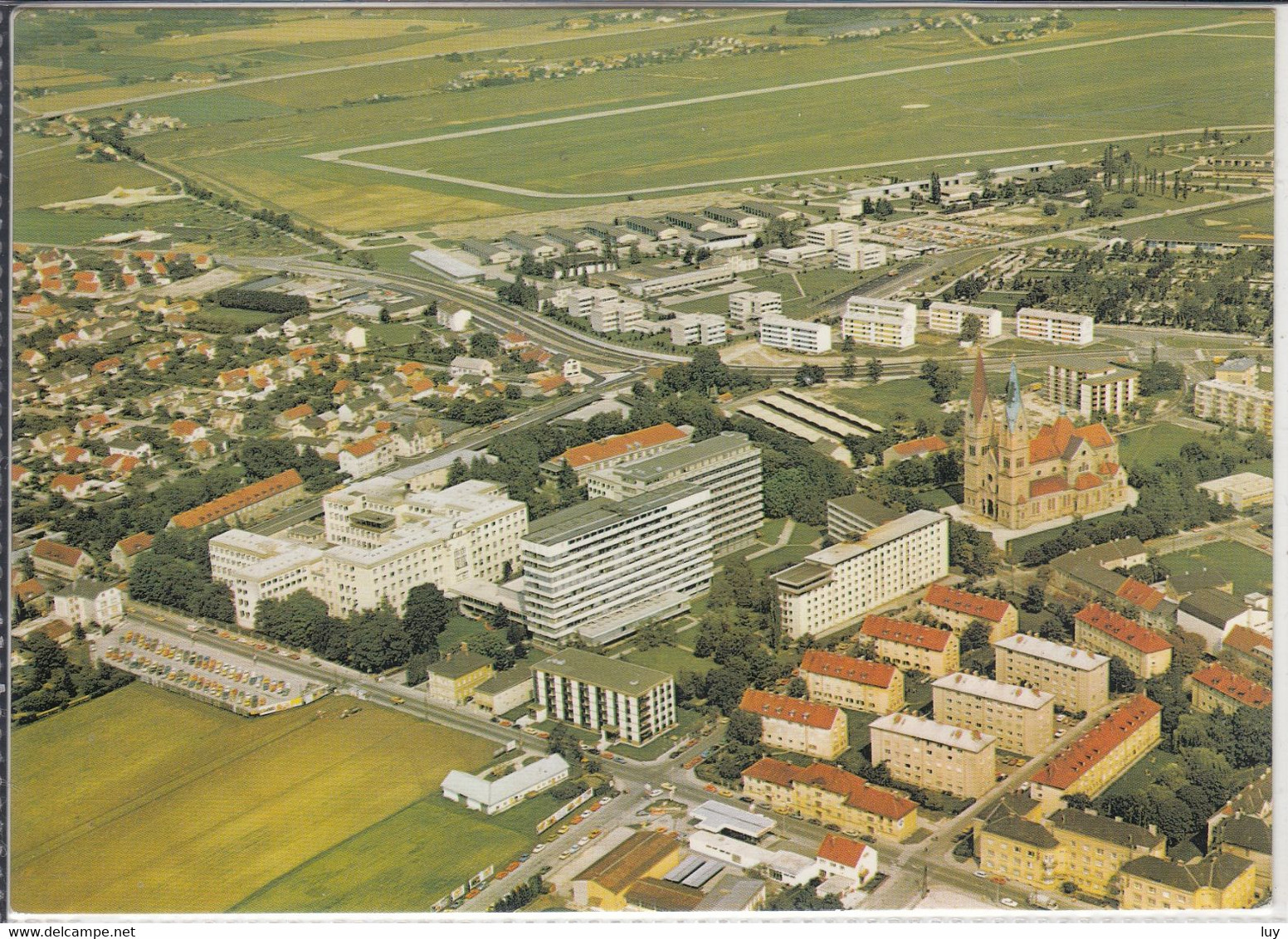 WELS - Allgemeines Krankenhaus, Luftbild, Fliegeraufnahme, Panorama Ca. 1970 / 80 - Wels