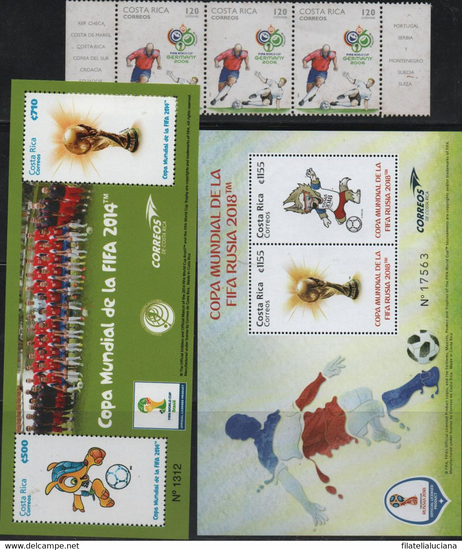 Lot Issues Of The World Cup Brazil 2014 And Russia 2018 Costa Rica, And Strip Of Three Of Germany 2006 - 2014 – Brazilië