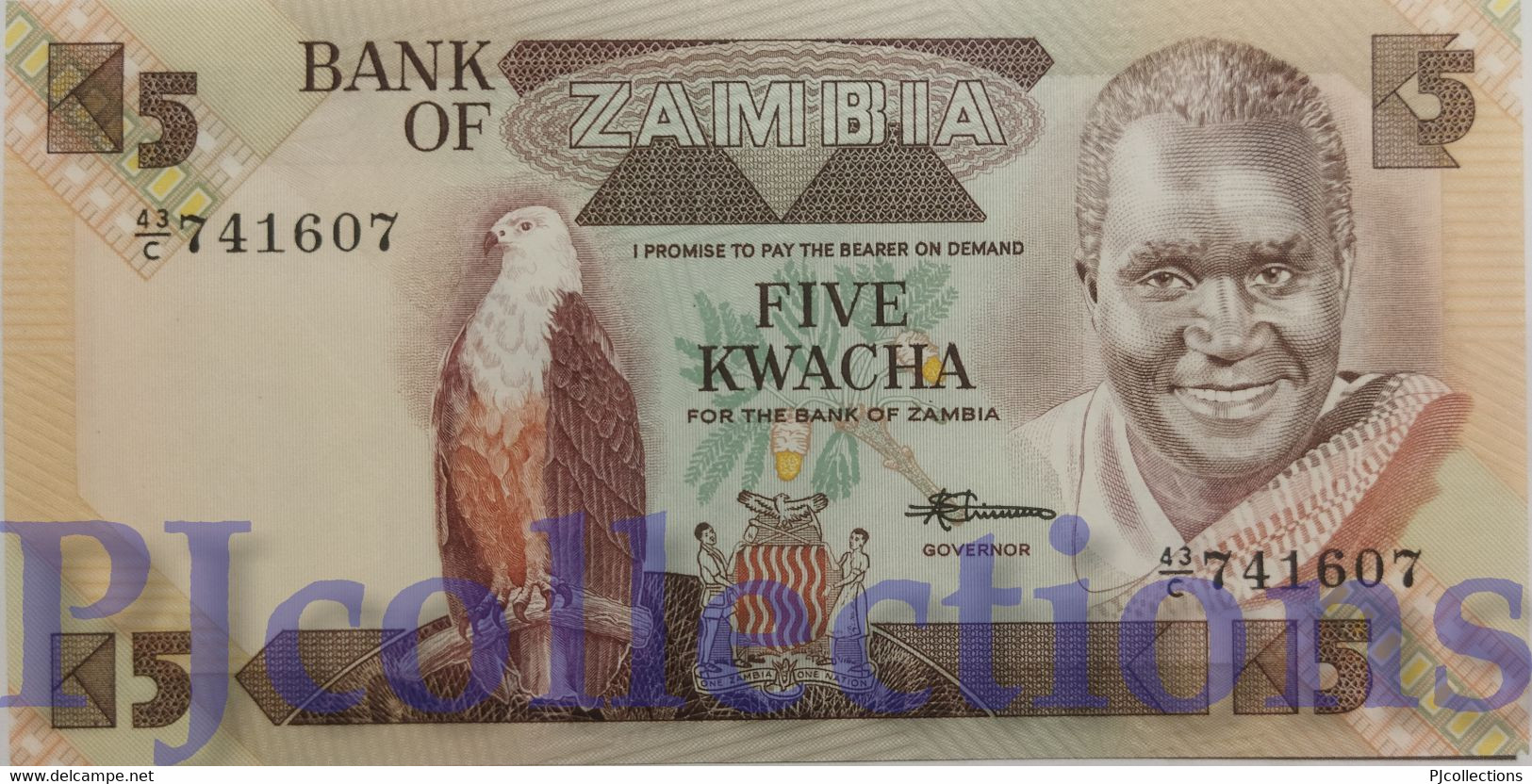 LOT ZAMBIA 5 KWACHA 1980 PICK 25d UNC X 5 PCS - Zambie