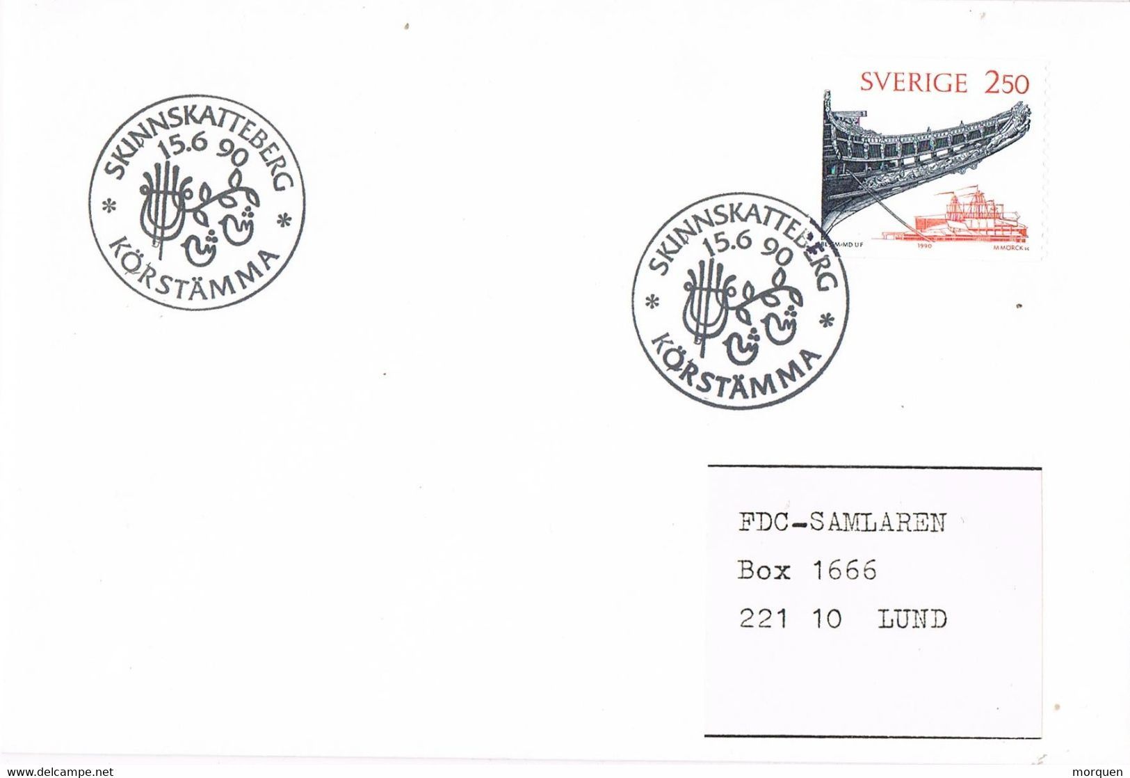 48936. Carta KORSTAMMA (Sverige) Suecia 1990. Bacro Ship - Brieven En Documenten