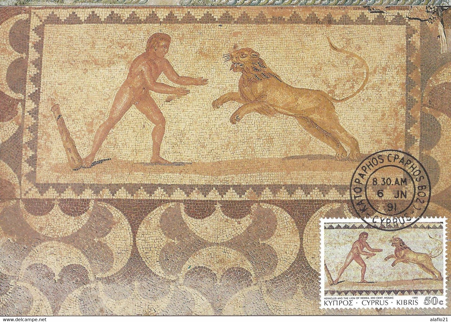 CHYPRE - CARTE MAXIMUM - Yvert N° 740 - MOSAÏQUE - HERCULE Et Le LION NEMEE - Brieven En Documenten